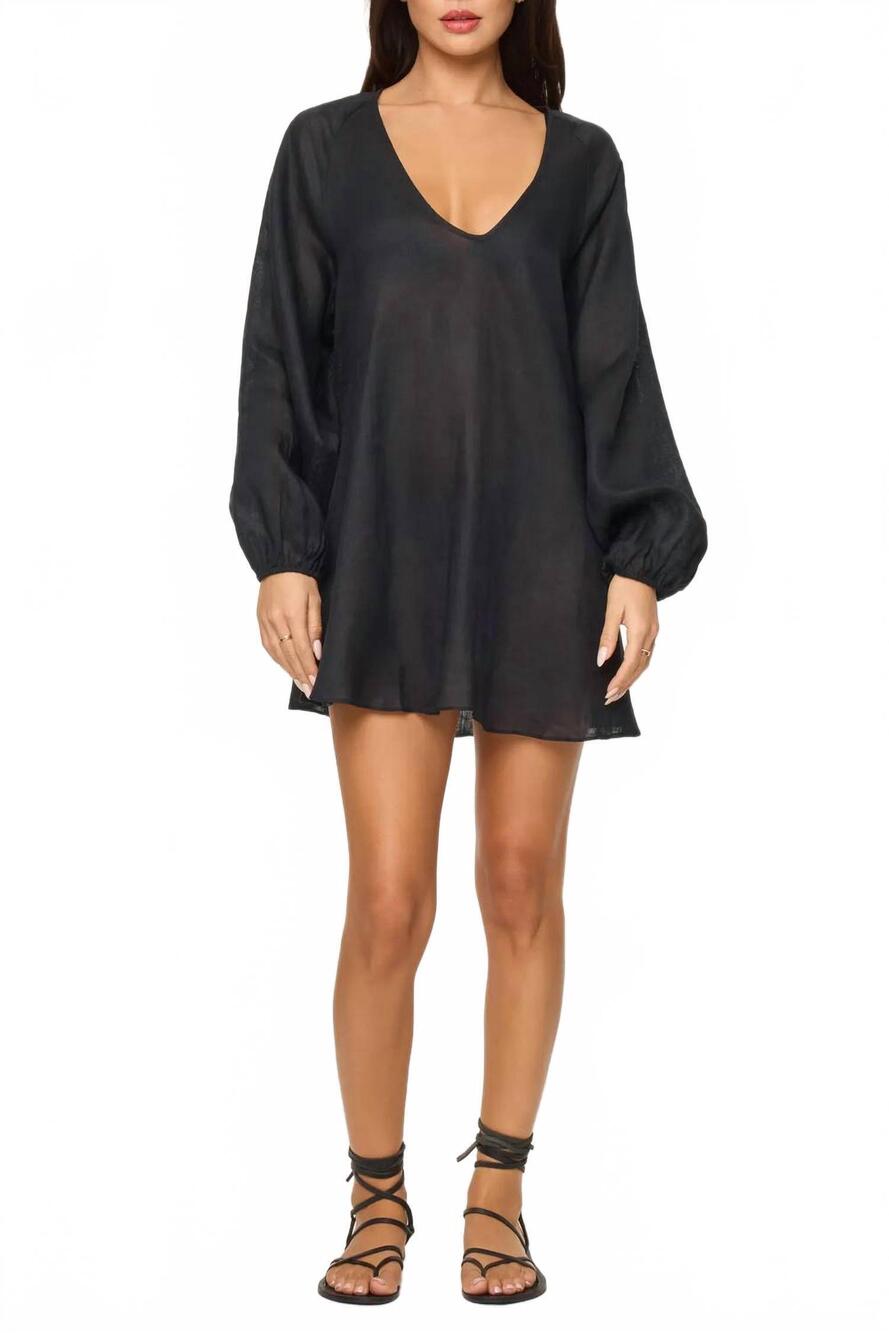 NEW L*SPACE boat trip linen cover-up tunic in black